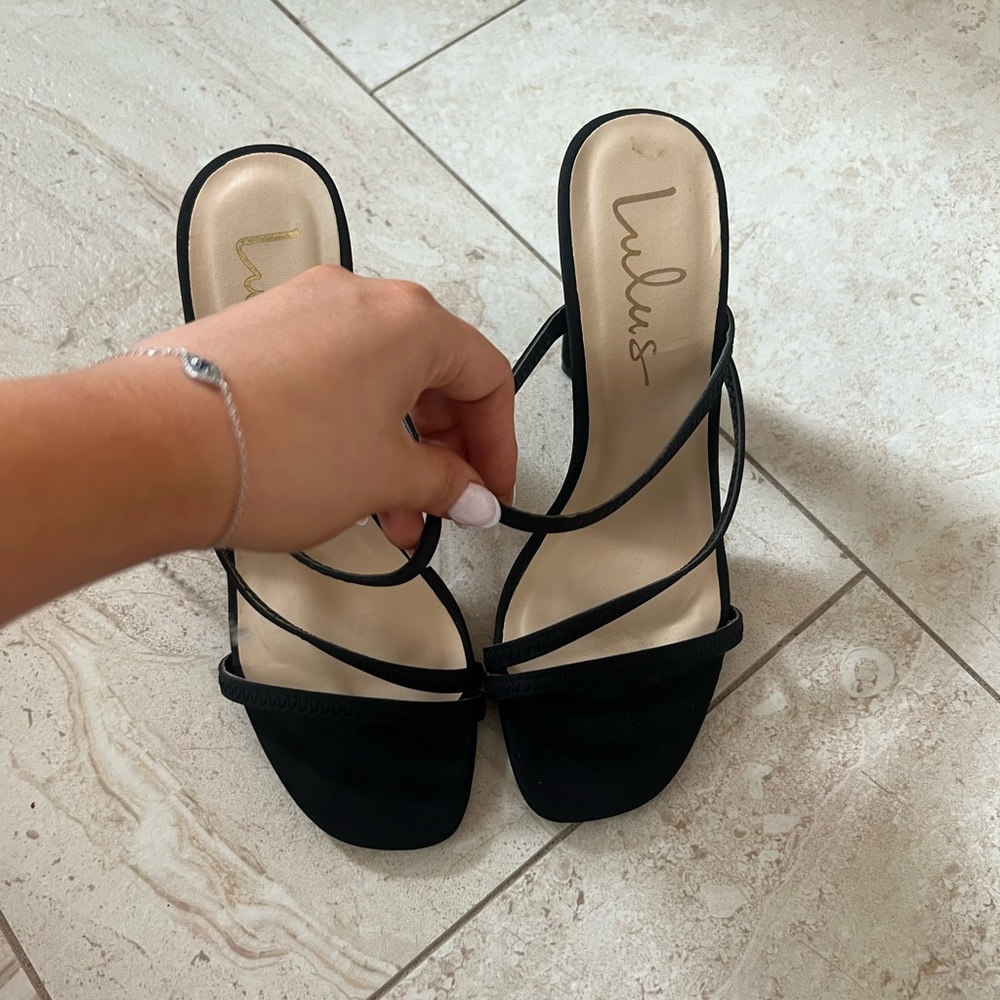 Lulu's Black Heeled Strappy Sandals